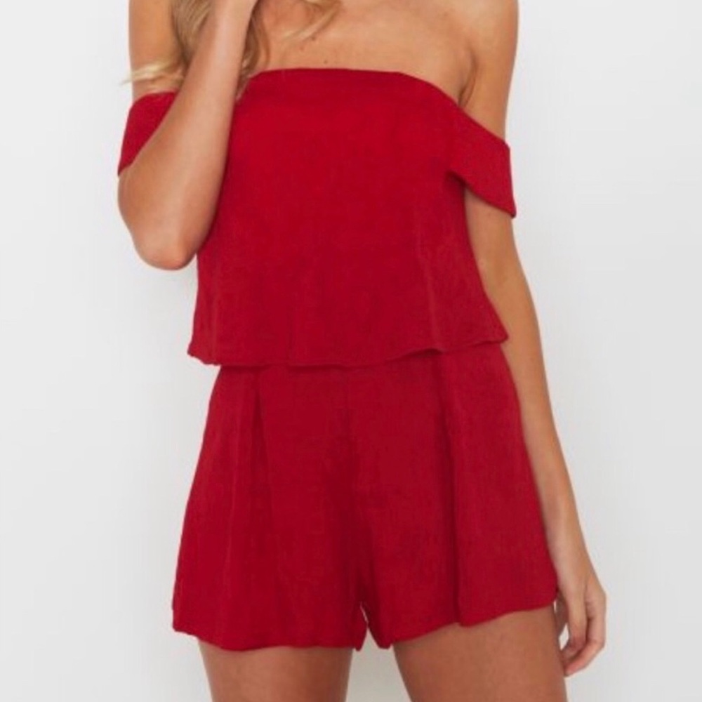 White Fox Riptide Romper Red